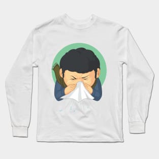 Boy Caught Flu and Sneezing Long Sleeve T-Shirt